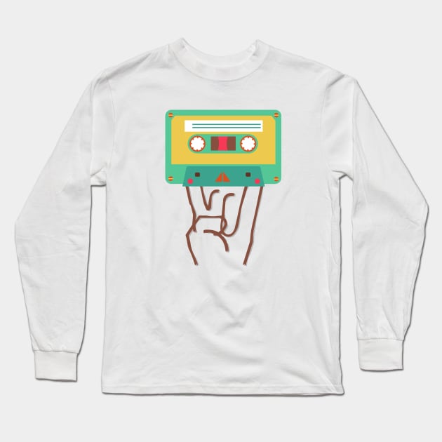 rock'n roll casette Long Sleeve T-Shirt by gazonula
